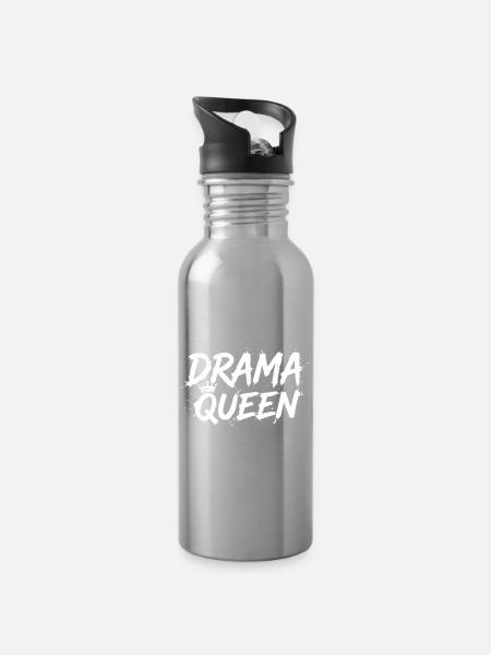 Drama Queen mit Krone White  - Trinkflasche mit integriertem Trinkhalm - Lightsilver