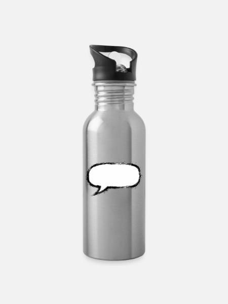 Sprechblase_Grunge_Pinsel - Gourde avec paille intégrée - argent clair