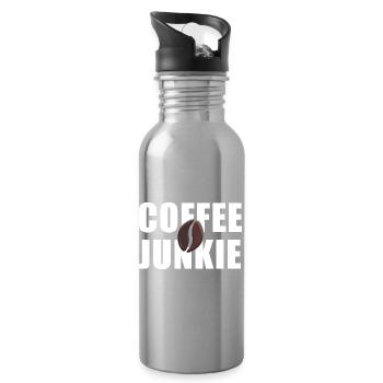 Coffee Junkie: Caffeine Love - Water bottle with straw - silver - Right