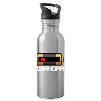 Retro Pixel Camera Gadget - Water bottle with straw - silver - Right