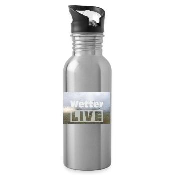 Wetter LIVE – Minimalistisches Regen Poster - Trinkflasche mit integriertem Trinkhalm - Lightsilver - Rechts