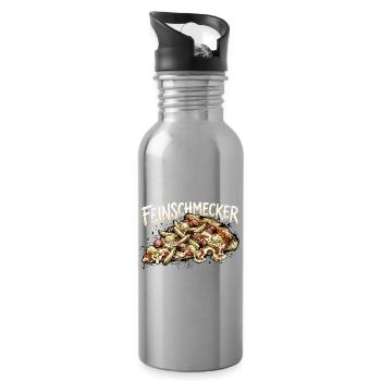 Lustige feinschmecker Pizza - Pommes Ananas Wurst - Trinkflasche mit integriertem Trinkhalm - Lightsilver - Rechts