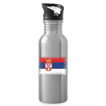 Country Serbia - Water bottle with straw - silver - Right