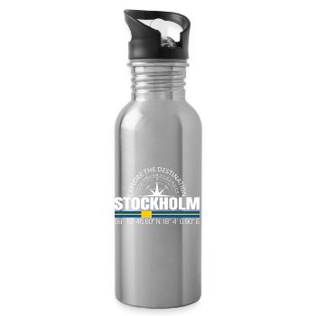 Stockholm - Water bottle with straw - silver - Right
