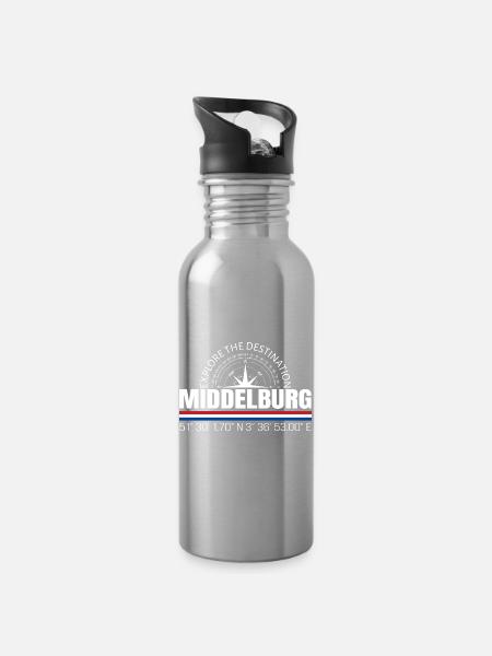 Middelburg - Trinkflasche mit integriertem Trinkhalm - Lightsilver