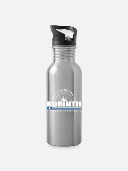 Korinth - Trinkflasche mit integriertem Trinkhalm - Lightsilver