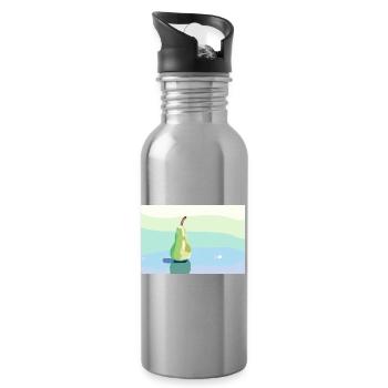 Stift auf pastellfarbener Oberfläche - Trinkflasche mit integriertem Trinkhalm - Lightsilver - Rechts