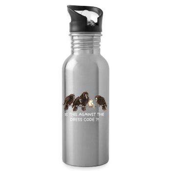 Is This Against The Dress Code Krähen Humor - Trinkflasche mit integriertem Trinkhalm - Lightsilver - Rechts