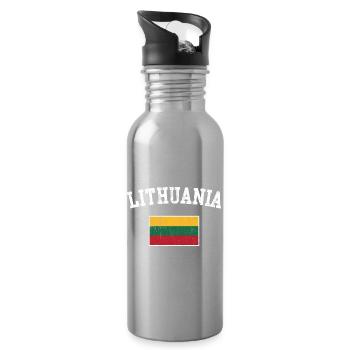 Litauische Flagge - Trinkflasche mit integriertem Trinkhalm - Lightsilver - Rechts