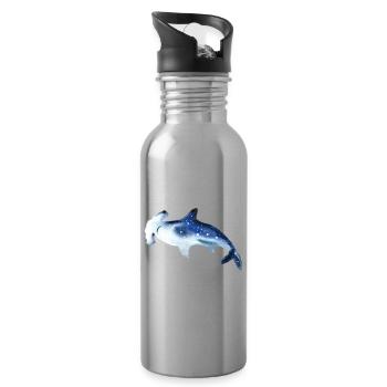 Hammerhai Shark Watercolor Aquarell Shirt - Trinkflasche mit integriertem Trinkhalm - Lightsilver - Rechts