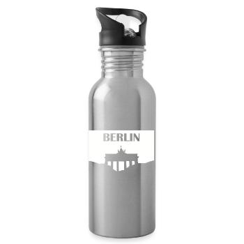 Porte de Brandebourg de Berlin blanc - Gourde avec paille intégrée - argent clair - Droite