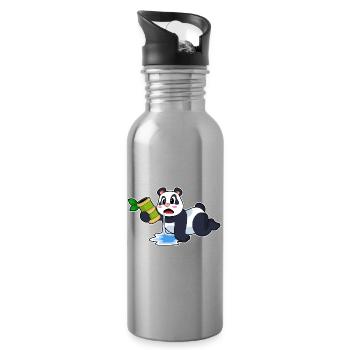 Panda Bamboo - Water bottle with straw - silver - Right
