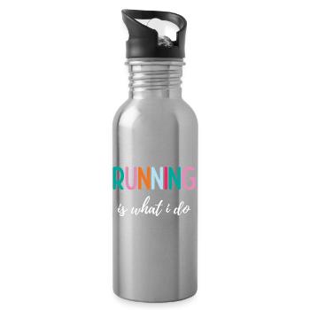 Laufen ist das, was ich tue - Trinkflasche mit integriertem Trinkhalm - Lightsilver - Rechts