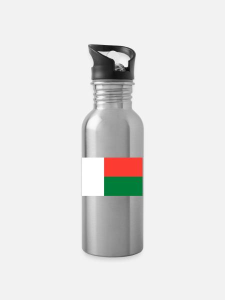 Drapeau de Madagascar - Gourde avec paille intégrée - argent clair