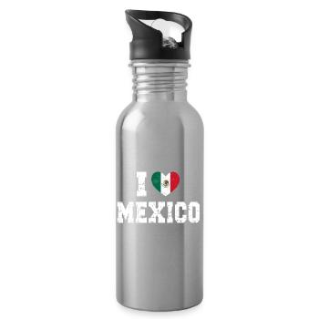 Mexique - Gourde avec paille intégrée - argent clair - Droite