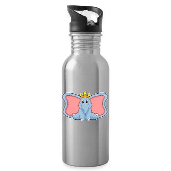 Couronne d’éléphant - Gourde avec paille intégrée - argent clair - Droite
