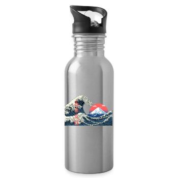 T-Shirt Wave kanagawa hokusai mont fuji japan - Trinkflasche mit integriertem Trinkhalm - Lightsilver - Rechts
