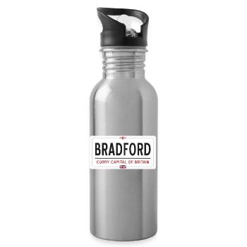 Bradford town sign - Water bottle with straw - silver - Right