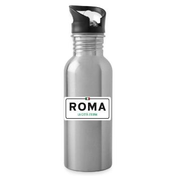 Rome Place Name Sign - Water bottle with straw - silver - Right