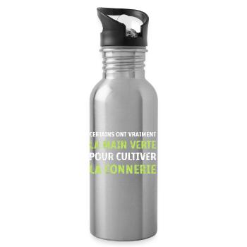 La main verte pour cultiver la connerie humour - Gourde avec paille intégrée - argent clair - Droite