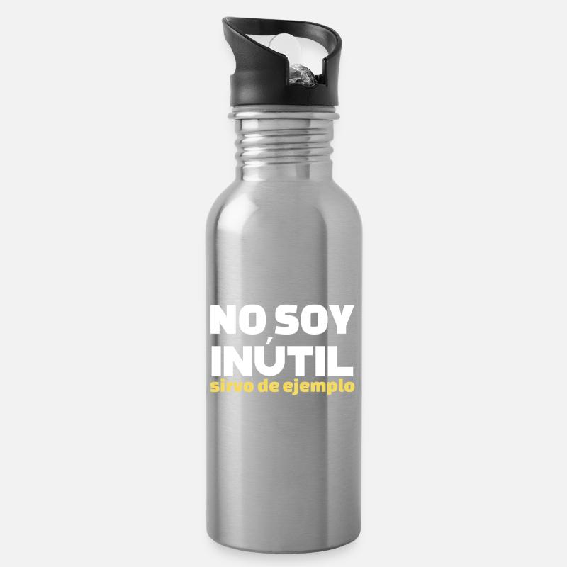 No Soy Inutil Servo de Ejemplo - Trinkflasche mit integriertem Trinkhalm - Lightsilver