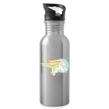 Licorne délicate en pastel - rêveur et magique - Gourde avec paille intégrée - argent clair - Droite