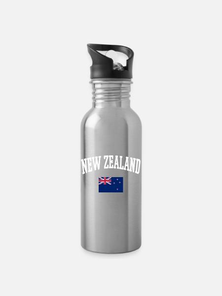 T Shirt sweat NEW ZEALAND drapeau - Gourde avec paille intégrée - argent clair