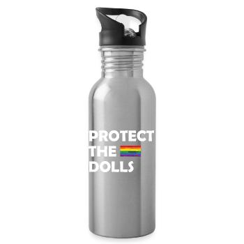 PROTECT THE DOLLS flag small - Trinkflasche mit integriertem Trinkhalm - Lightsilver - Rechts