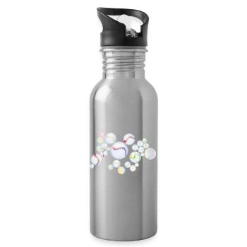 Marbles with Pattern – Shimmering Elegance - Water bottle with straw - silver - Right