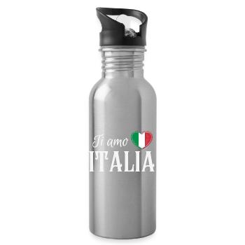 J’aime l’Italie, fierté italienne - Gourde avec paille intégrée - argent clair - Droite