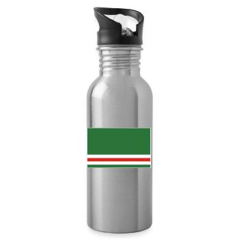 Tschetschenien Flagge - Trinkflasche mit integriertem Trinkhalm - Lightsilver - Rechts