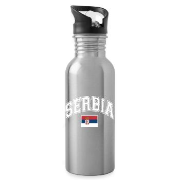 Serbie - Gourde avec paille intégrée - argent clair - Droite