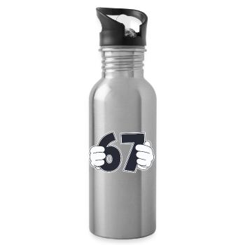 Minimalistisches lustiges Grafikdesign mit Nummer 67 - Trinkflasche mit integriertem Trinkhalm - Lightsilver - Rechts