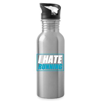 I hate running funny running jogging runner - Water bottle with straw - silver - Right