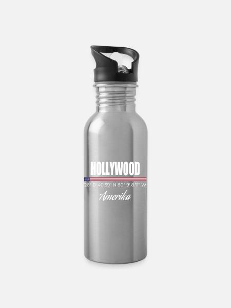 Hollywood - Trinkflasche mit integriertem Trinkhalm - Lightsilver