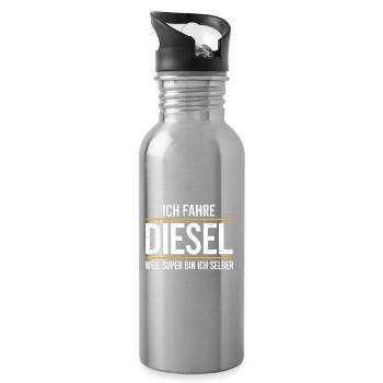 Ich fahre Diesel, weil Super bin ich selber  - Trinkflasche mit integriertem Trinkhalm - Lightsilver - Rechts