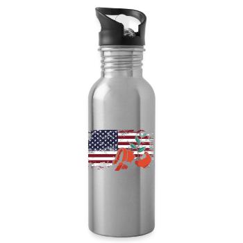 Usa Flag Broken Plant Lover - Water bottle with straw - silver - Right