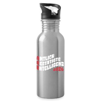 Abi 2026 - Abitur - Retro Flow Style Geschenk - Trinkflasche mit integriertem Trinkhalm - Lightsilver - Rechts