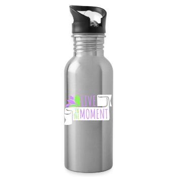 Live In The Moment Mindfulness Presence Awareness - Water bottle with straw - silver - Right