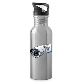 Sicherheitskamera Überwachung Kamera - Trinkflasche mit integriertem Trinkhalm - Lightsilver - Rechts
