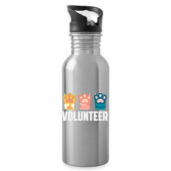 Volunteer Animal Rescue Shelter Cats - Water bottle with straw - silver - Right