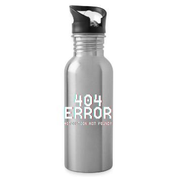 404 Fehler Motiv Glitch-Design - Trinkflasche mit integriertem Trinkhalm - Lightsilver - Rechts