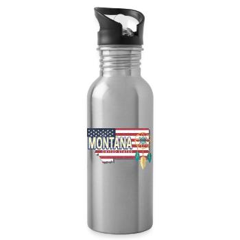 Souvenir de carte des États-Unis du Montana, États-Unis - Gourde avec paille intégrée - argent clair - Droite