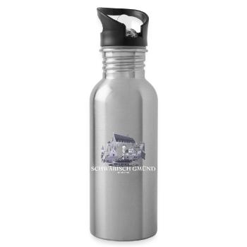 Schwäbisch Gmünd Nacht Motiv 3 - Trinkflasche mit integriertem Trinkhalm - Lightsilver - Rechts