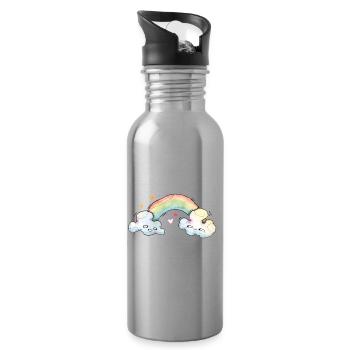 Lucky charm sweet clouds with rainbow - Water bottle with straw - silver - Right
