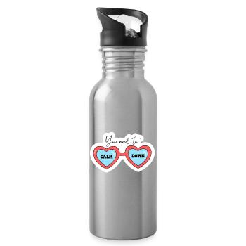 Du musst dich beruhigen, Herz-Gläser - Trinkflasche mit integriertem Trinkhalm - Lightsilver - Rechts