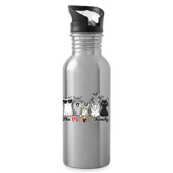 Der fröhliche Katzenstamm - Trinkflasche mit integriertem Trinkhalm - Lightsilver - Rechts