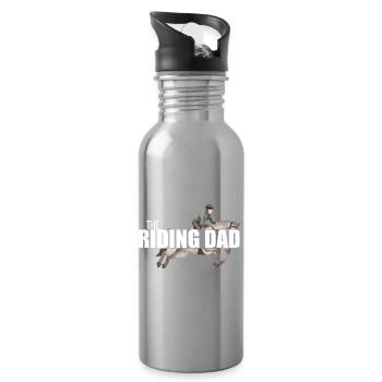 The Riding Dad - Geschenkidee für den besten Papa - Trinkflasche mit integriertem Trinkhalm - Lightsilver - Rechts