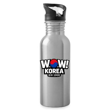 WOW! Korea – Koreanisches Kultur Design - Trinkflasche mit integriertem Trinkhalm - Lightsilver - Rechts