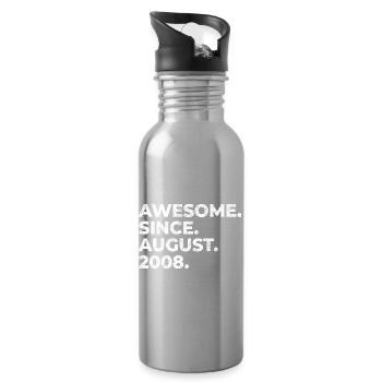 Awesome since August 2008 Geburtstag Geschenk - Trinkflasche mit integriertem Trinkhalm - Lightsilver - Rechts